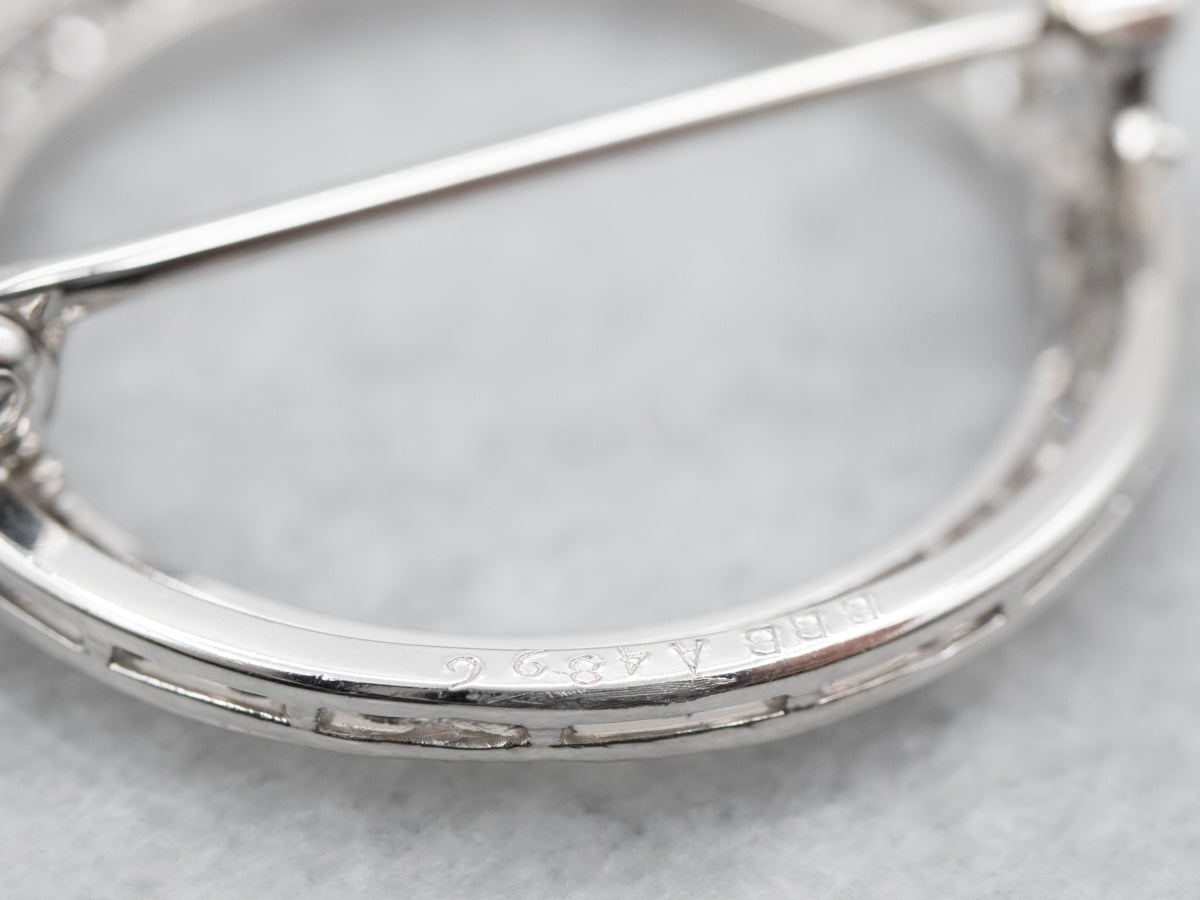 Vintage Platinum and Diamond Circle Pin