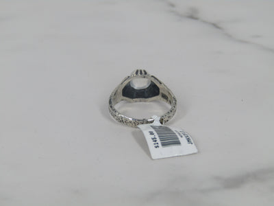 Silver Hammered Band Ring With Moonstone Cabochon