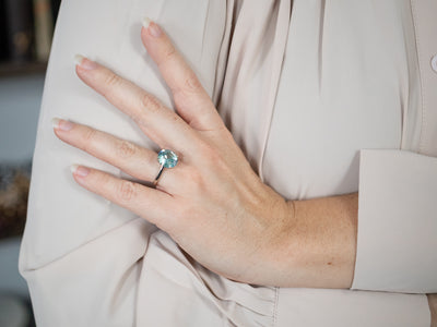 Blue Zircon White Gold Ring