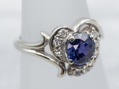 Vintage Purple Sapphire and Diamond Ring