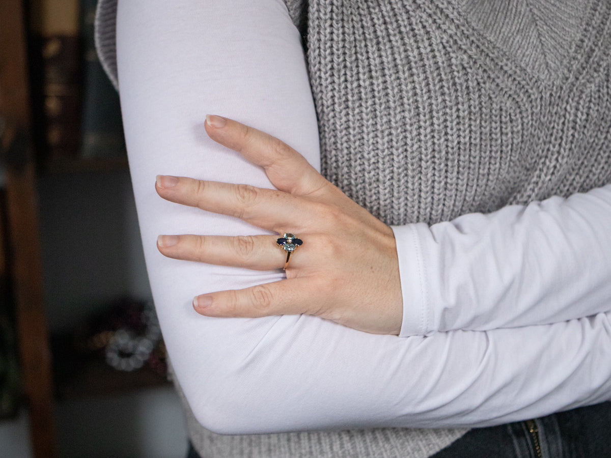 Sapphire Blue Topaz and Diamond Ring
