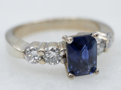 Sleek Sapphire and Diamond Engagement Ring
