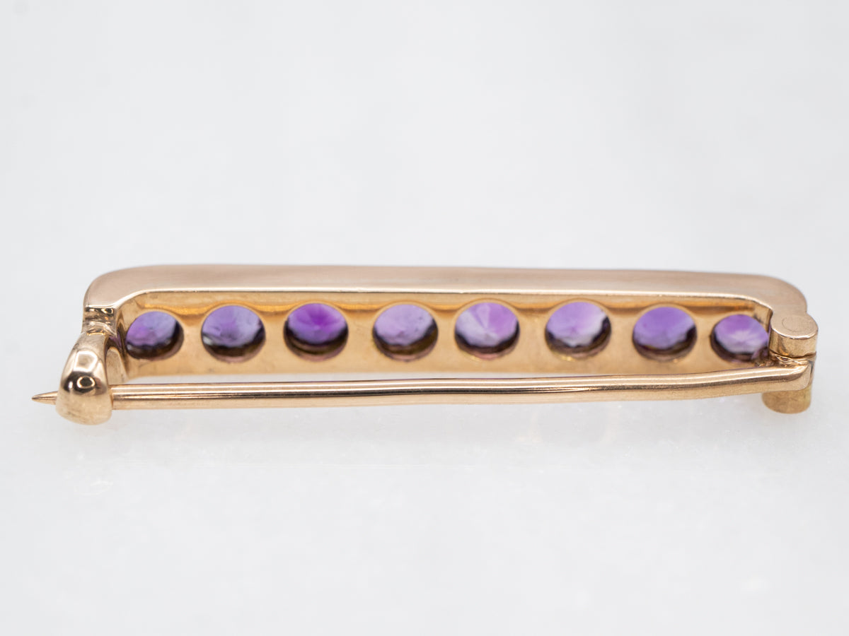 Yellow Gold Amethyst Bar Pin