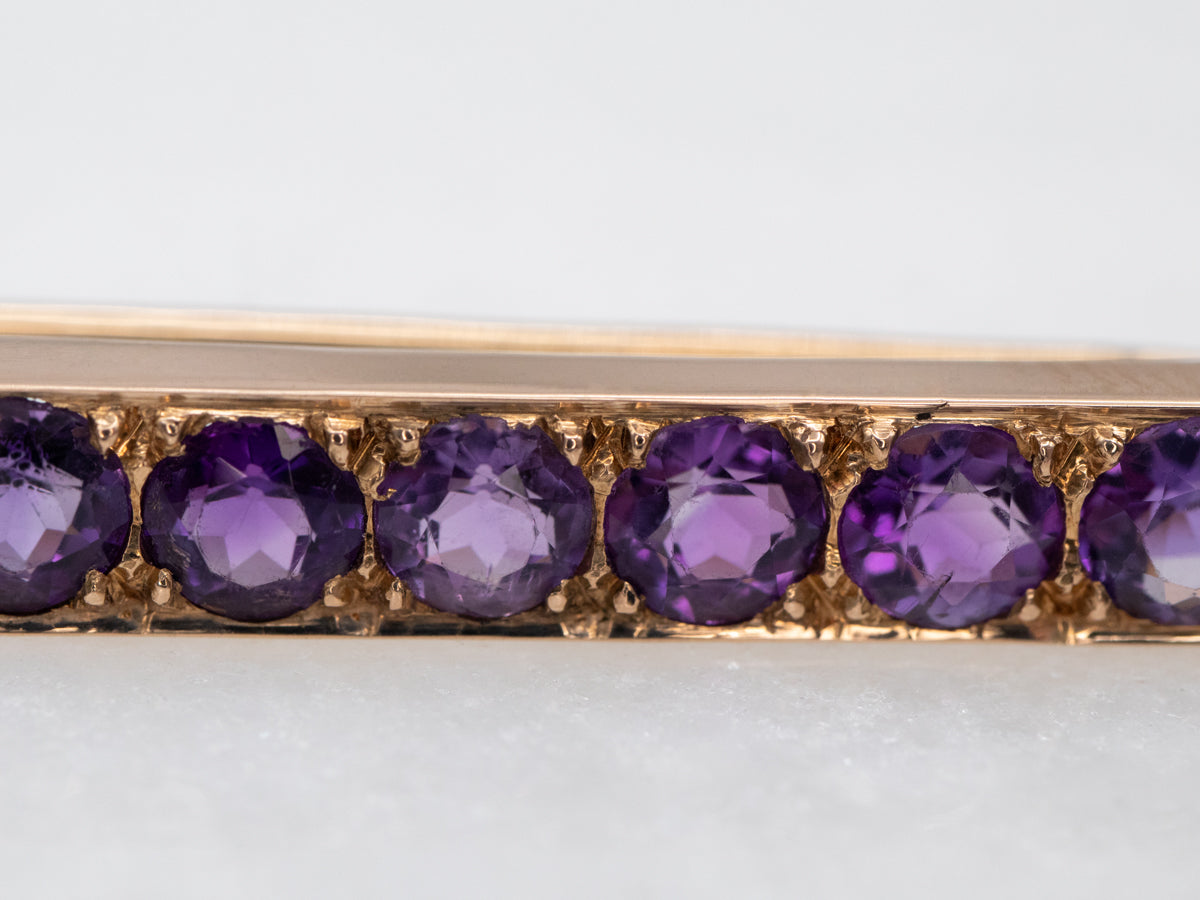 Yellow Gold Amethyst Bar Pin