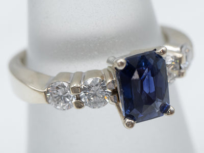 Sleek Sapphire and Diamond Engagement Ring