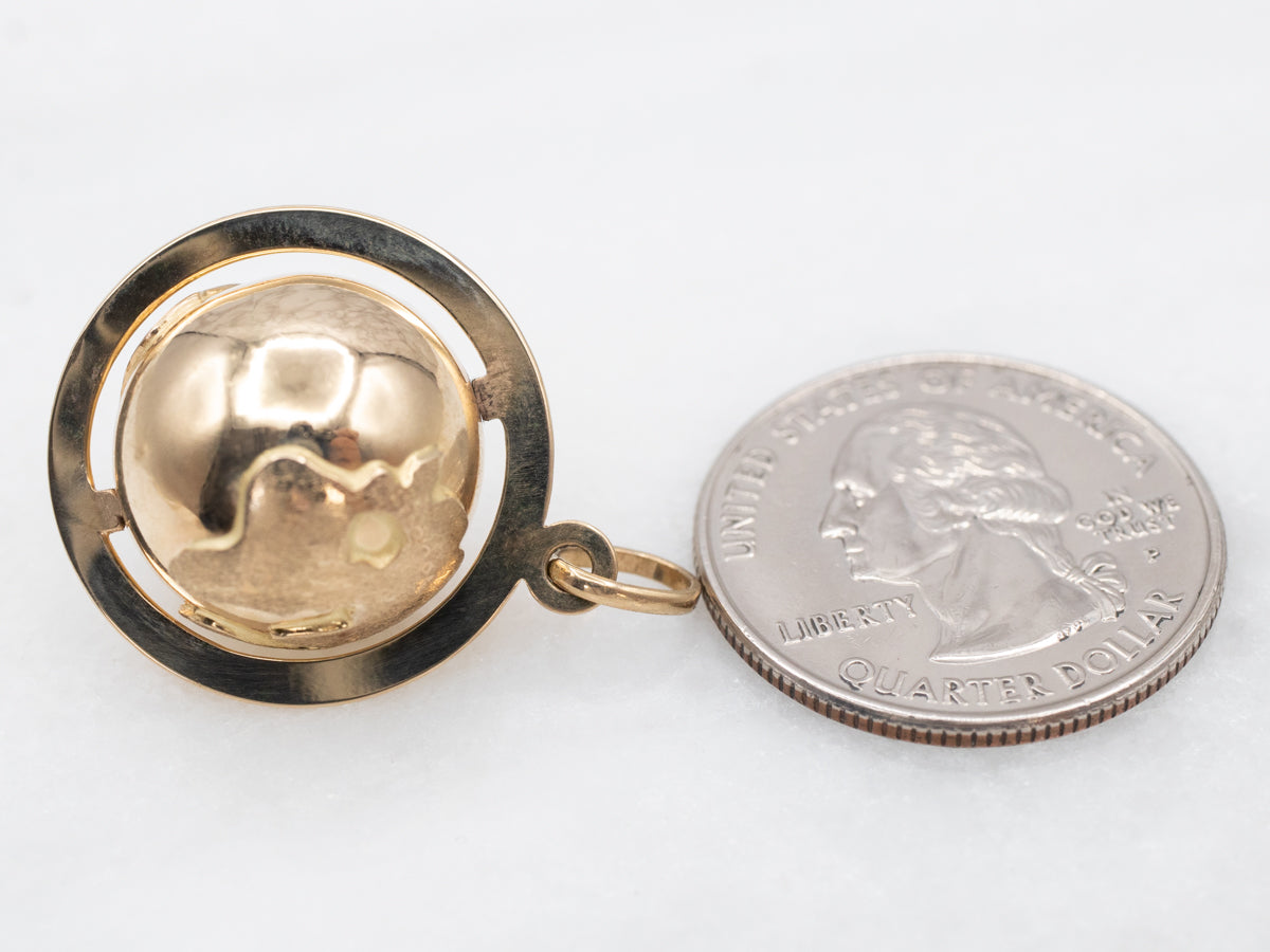 Gold Spinning Globe Pendant