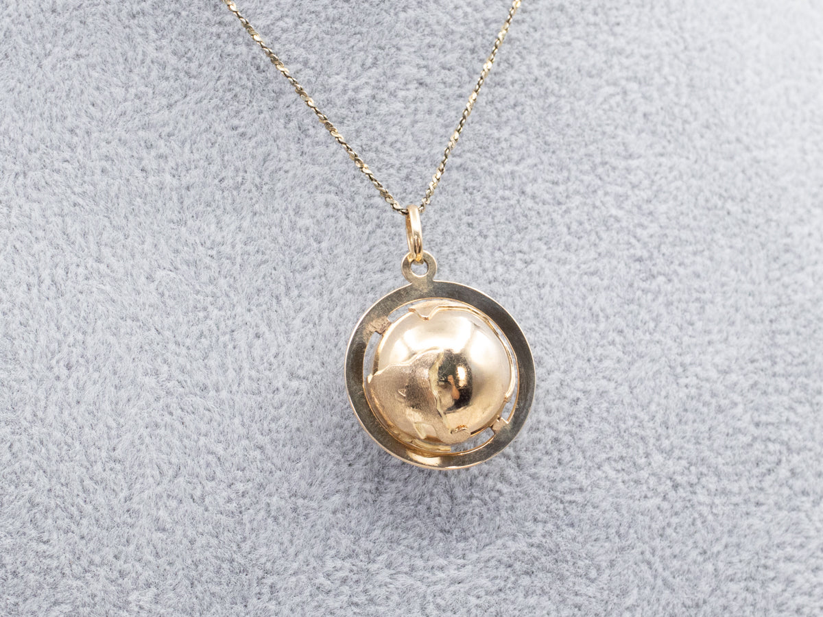 Gold Spinning Globe Pendant