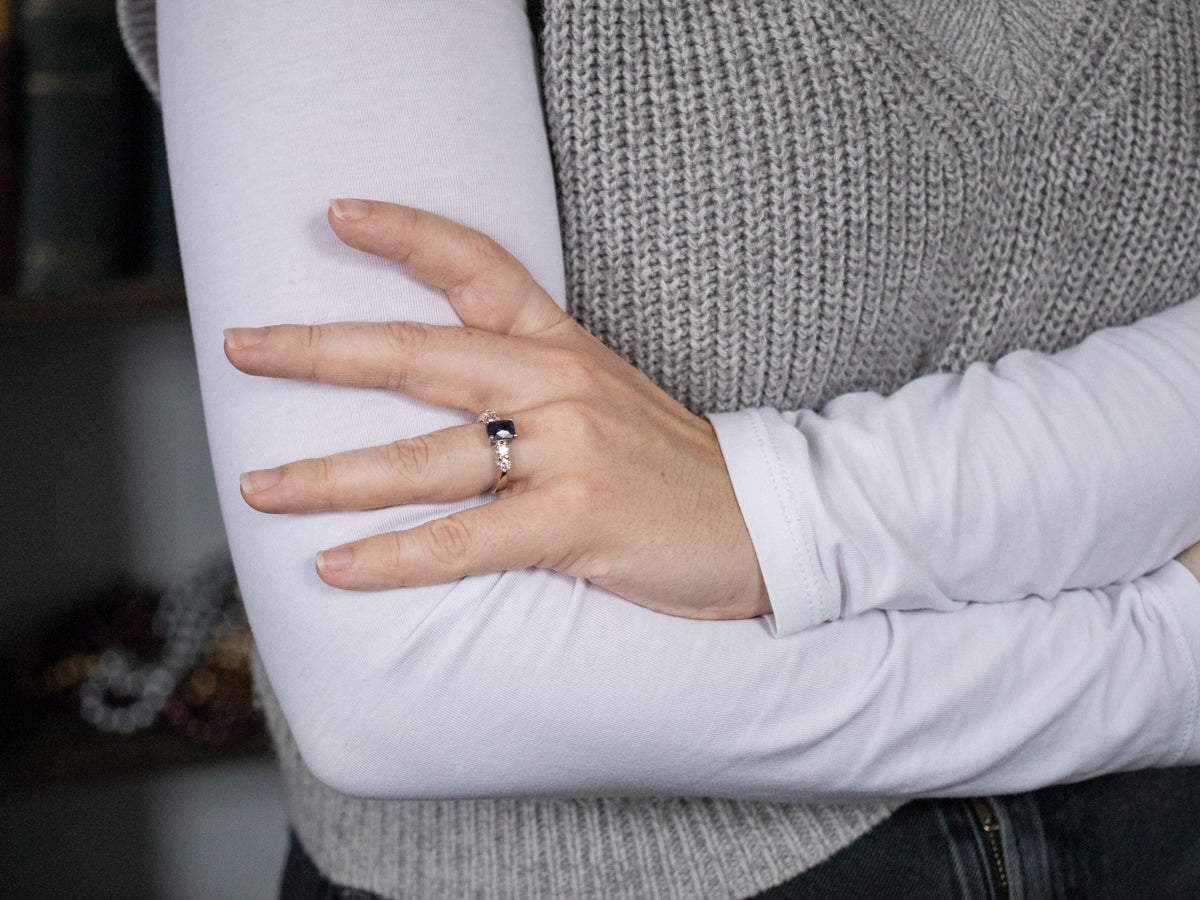 Sleek Sapphire and Diamond Engagement Ring