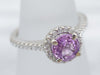 White Gold Pink Sapphire Halo Engagement Ring