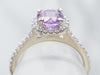 White Gold Pink Sapphire Halo Engagement Ring