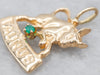Zodiac Green Onyx and Gold Taurus Pendant