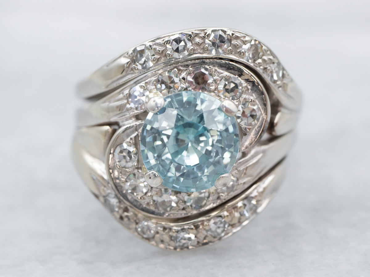 *RESERVED* Swirling Blue Zircon Cocktail Ring