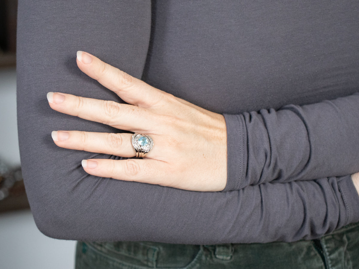 *RESERVED* Swirling Blue Zircon Cocktail Ring