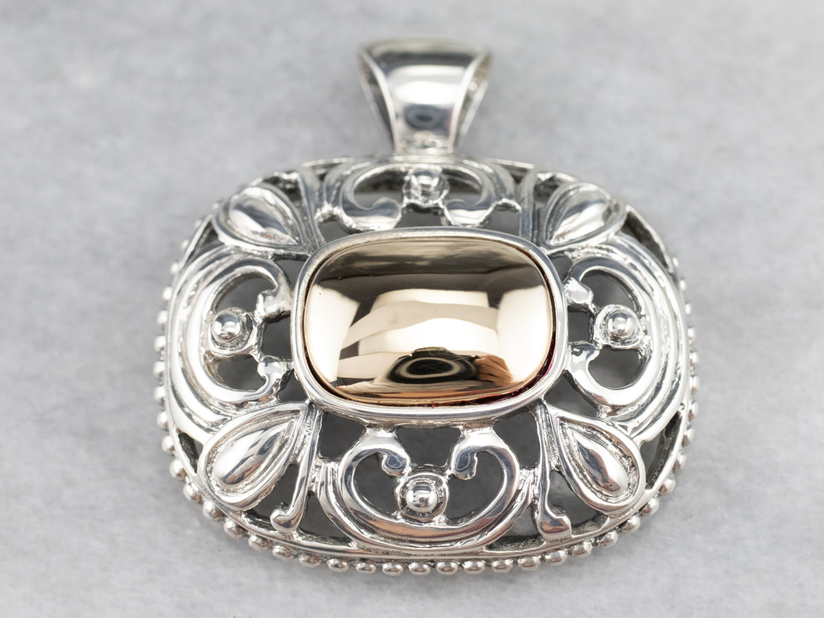Sterling Silver, 14K Yellow Gold Joseph Esposito Ornate Filigree Pendant