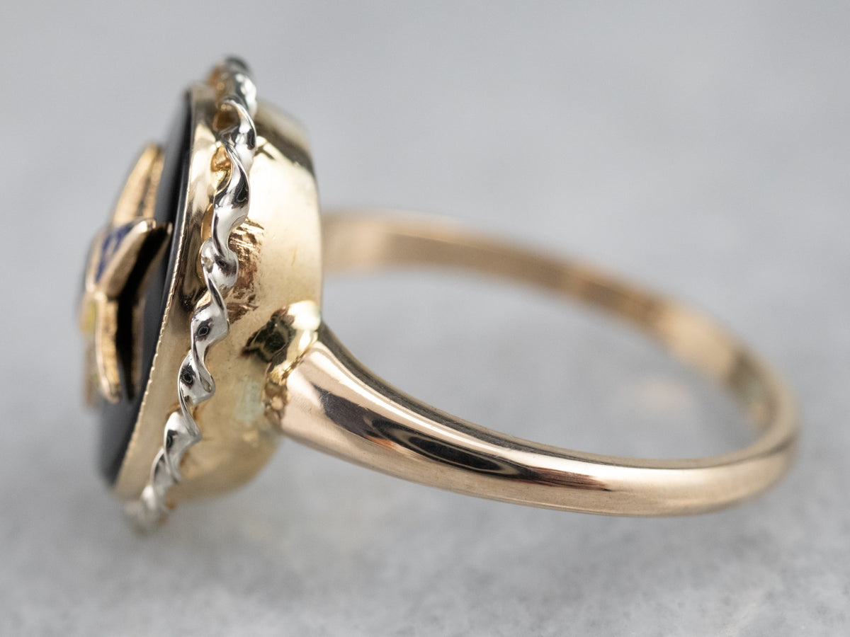 Vintage Black Onyx Order of the Eastern Star Ring