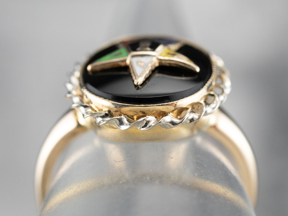 Vintage Black Onyx Order of the Eastern Star Ring