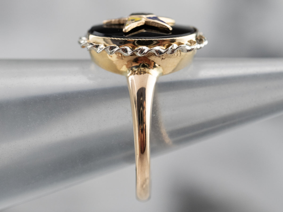 Vintage Black Onyx Order of the Eastern Star Ring