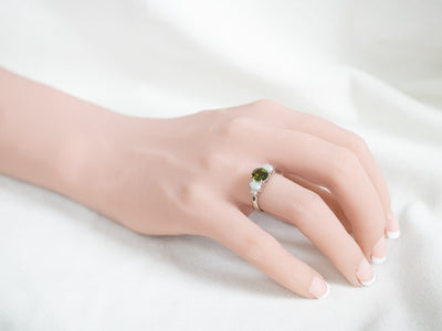 Green Tourmaline Opal and Diamond Ring