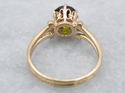 Ornate Green Tourmaline Solitaire Ring
