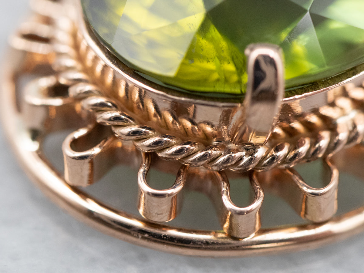 Rose Gold Green Tourmaline Solitaire Pendant