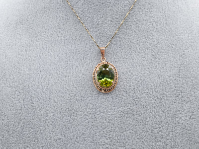 Rose Gold Green Tourmaline Solitaire Pendant