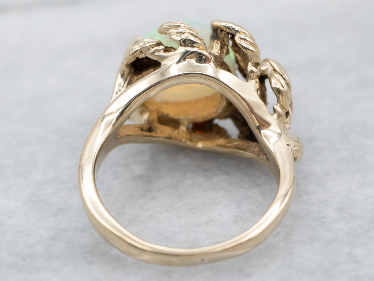 Vintage Botanical Opal Solitaire Ring