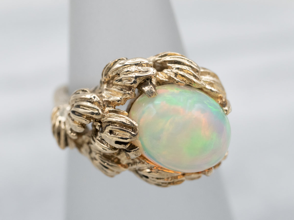 Vintage Botanical Opal Solitaire Ring