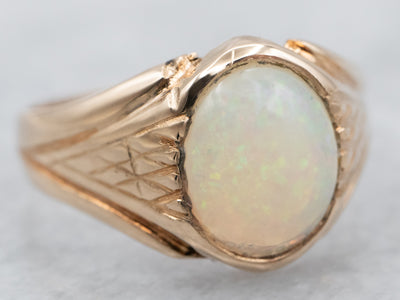 Antique Rose Gold Opal Solitaire Ring