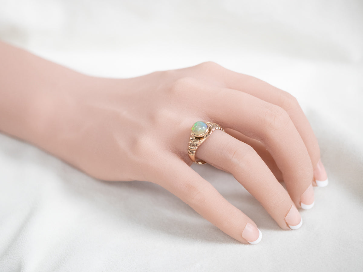 Antique Opal Rose Gold Ring