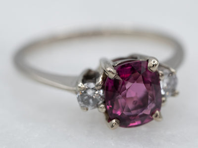 Pink Sapphire and Diamond Ring in White Gold