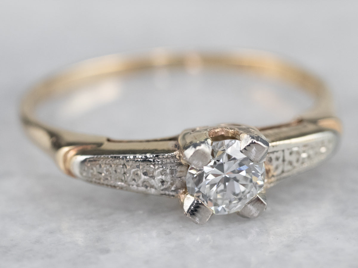Vintage Floral Diamond Engagement Ring