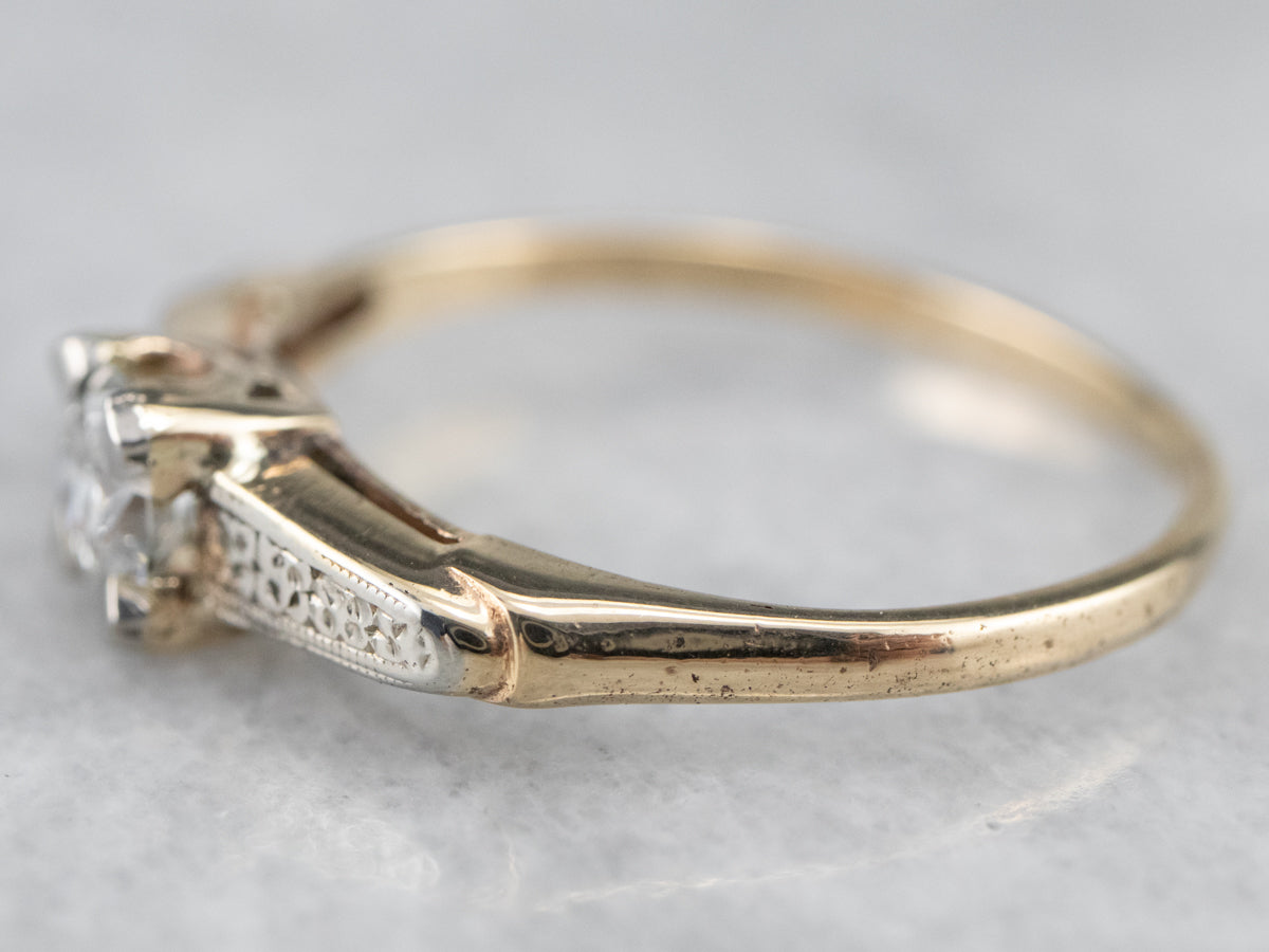 Vintage Floral Diamond Engagement Ring