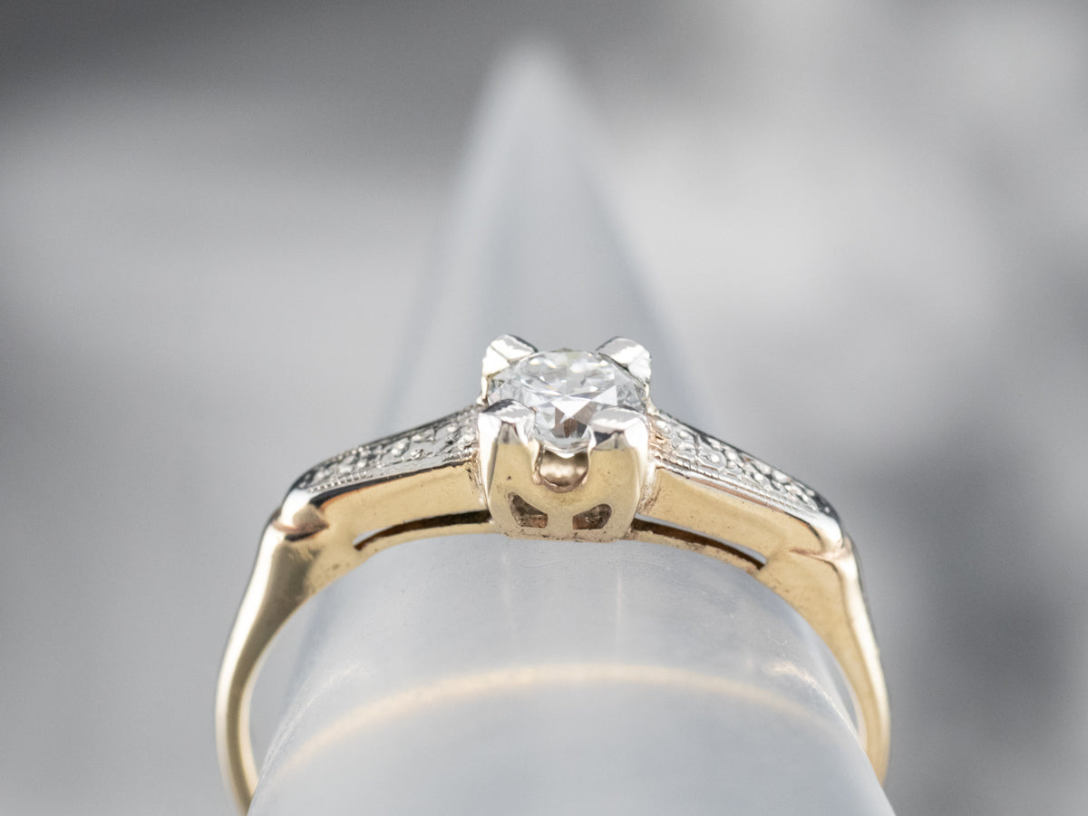 Vintage Floral Diamond Engagement Ring