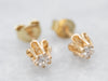 Diamond Buttercup Gold Stud Earrings
