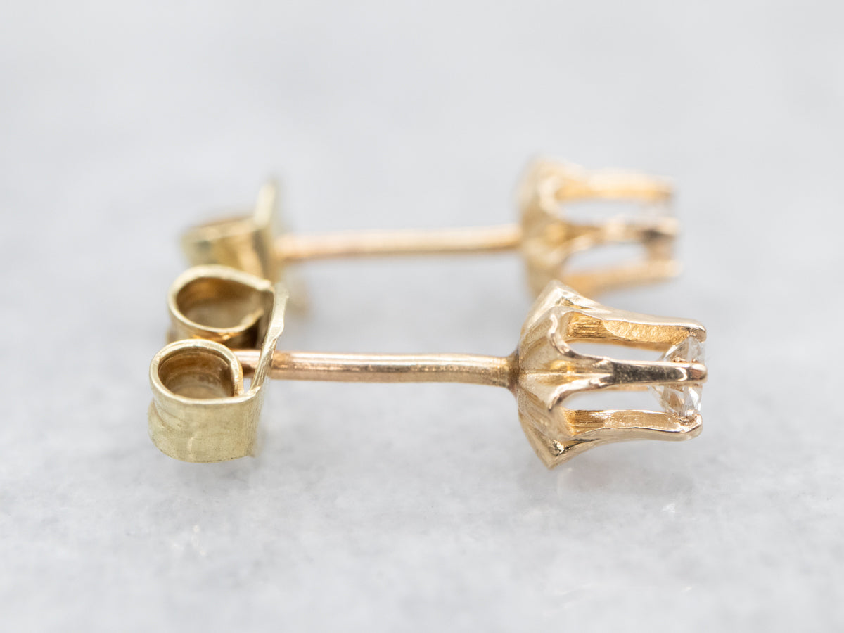 Diamond Buttercup Gold Stud Earrings