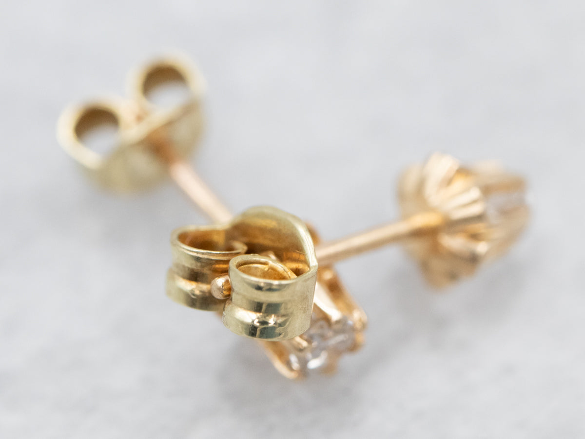 Diamond Buttercup Gold Stud Earrings