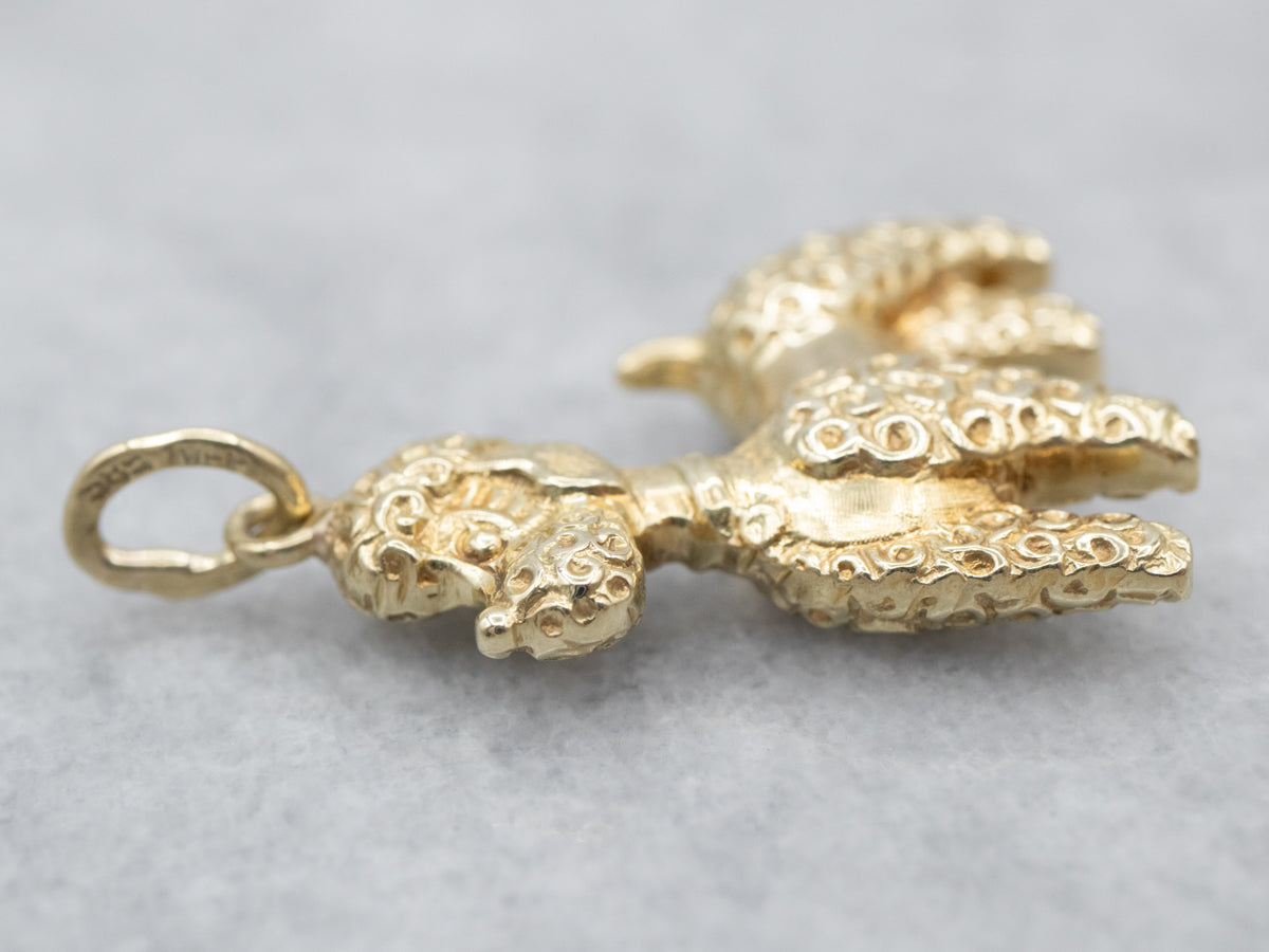 Yellow Gold Poodle Pup Charm Pendant