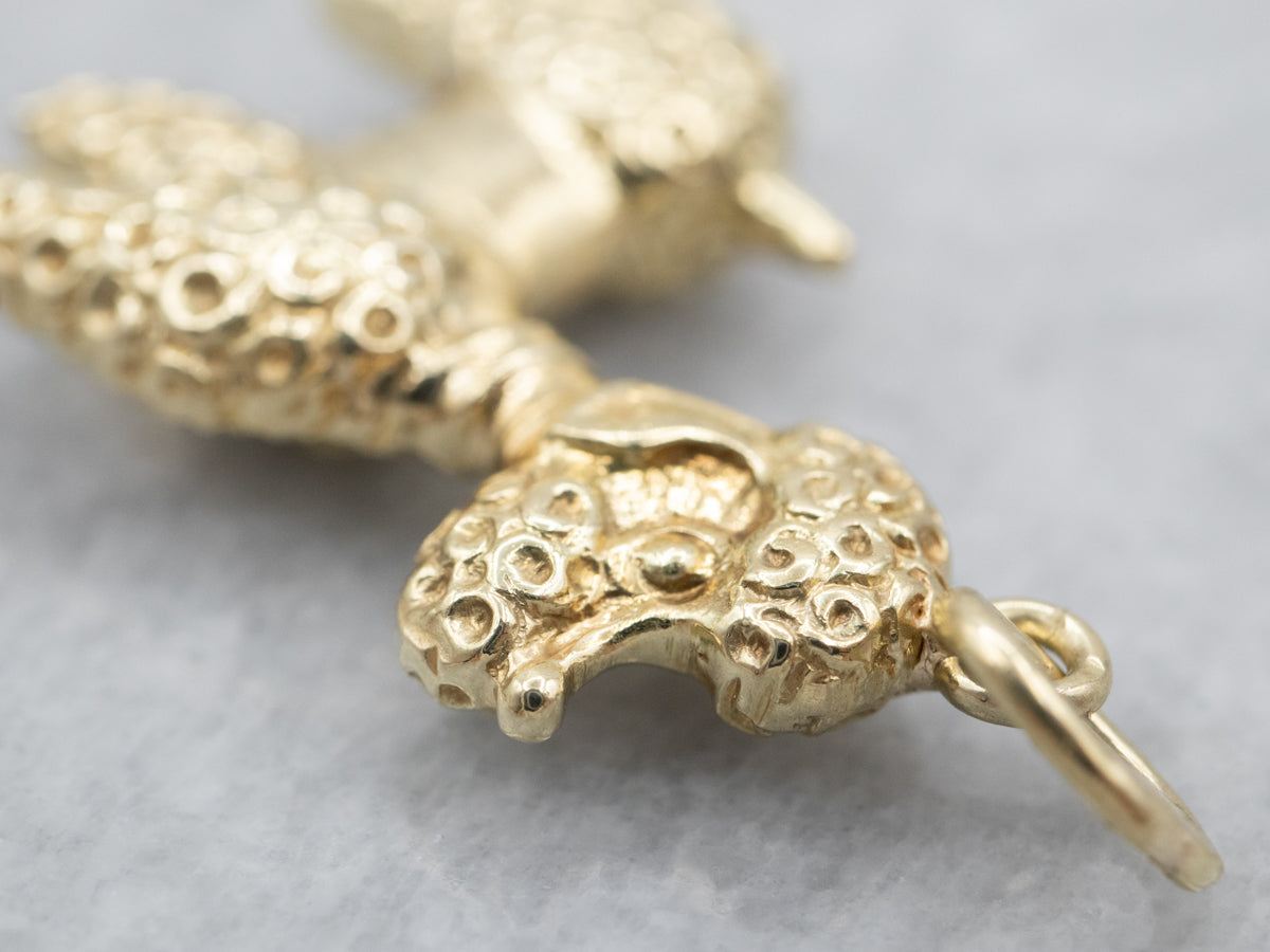 Yellow Gold Poodle Pup Charm Pendant