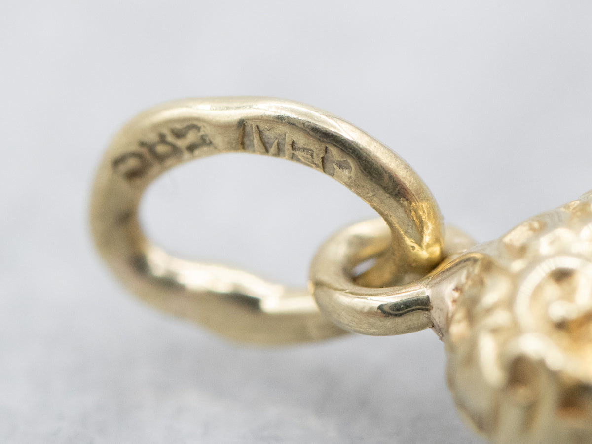 Yellow Gold Poodle Pup Charm Pendant