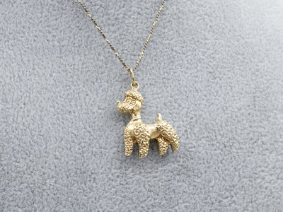 Yellow Gold Poodle Pup Charm Pendant