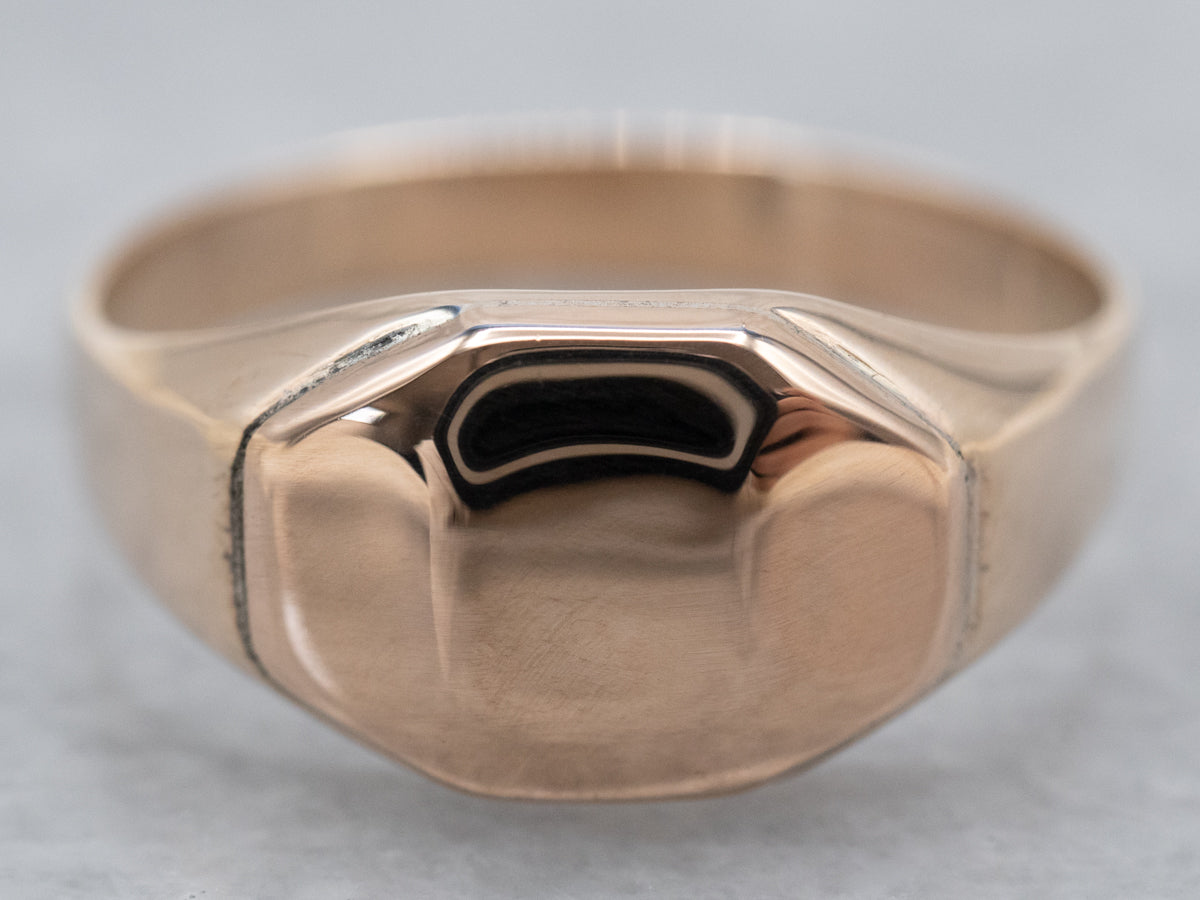 10K Yellow Gold Soft Facet Center Signet Ring