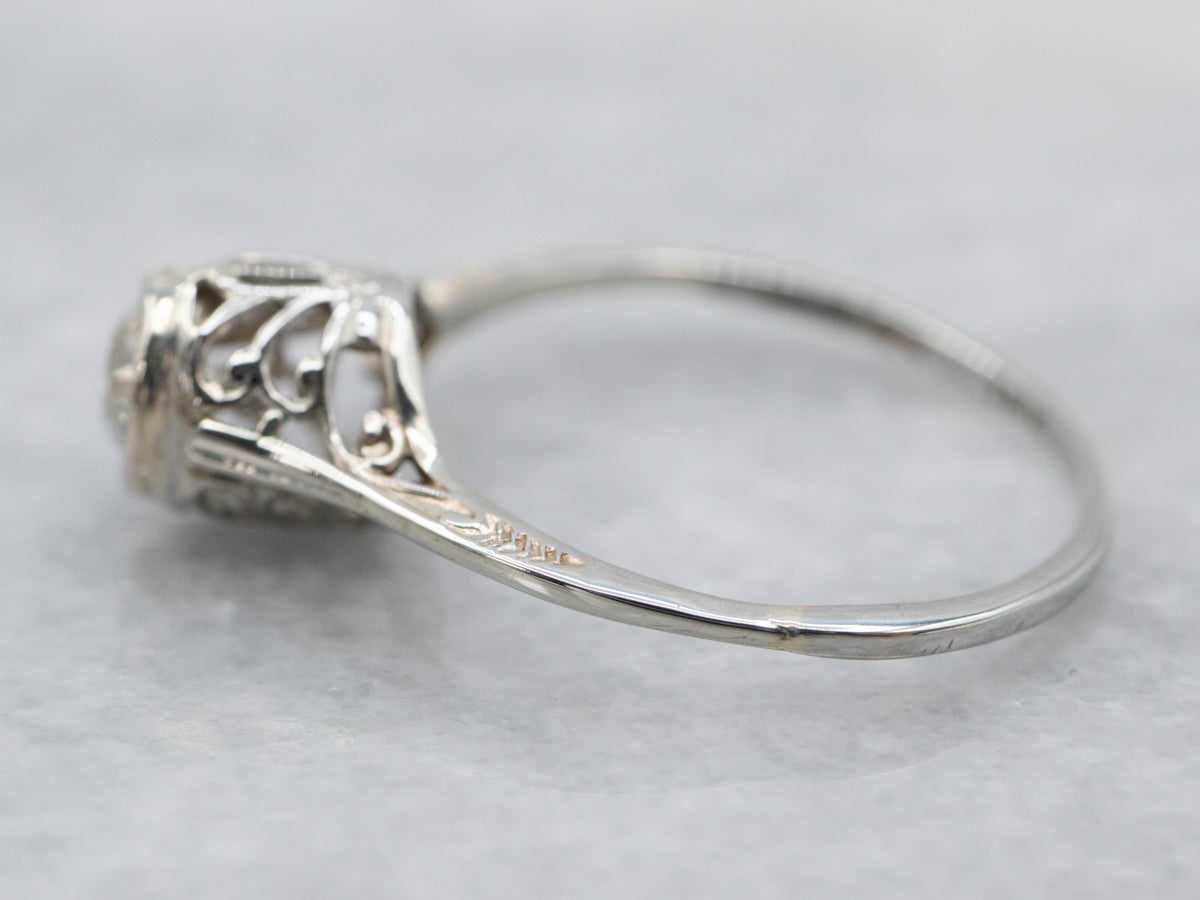 Art Deco European Cut Diamond Engagement Ring