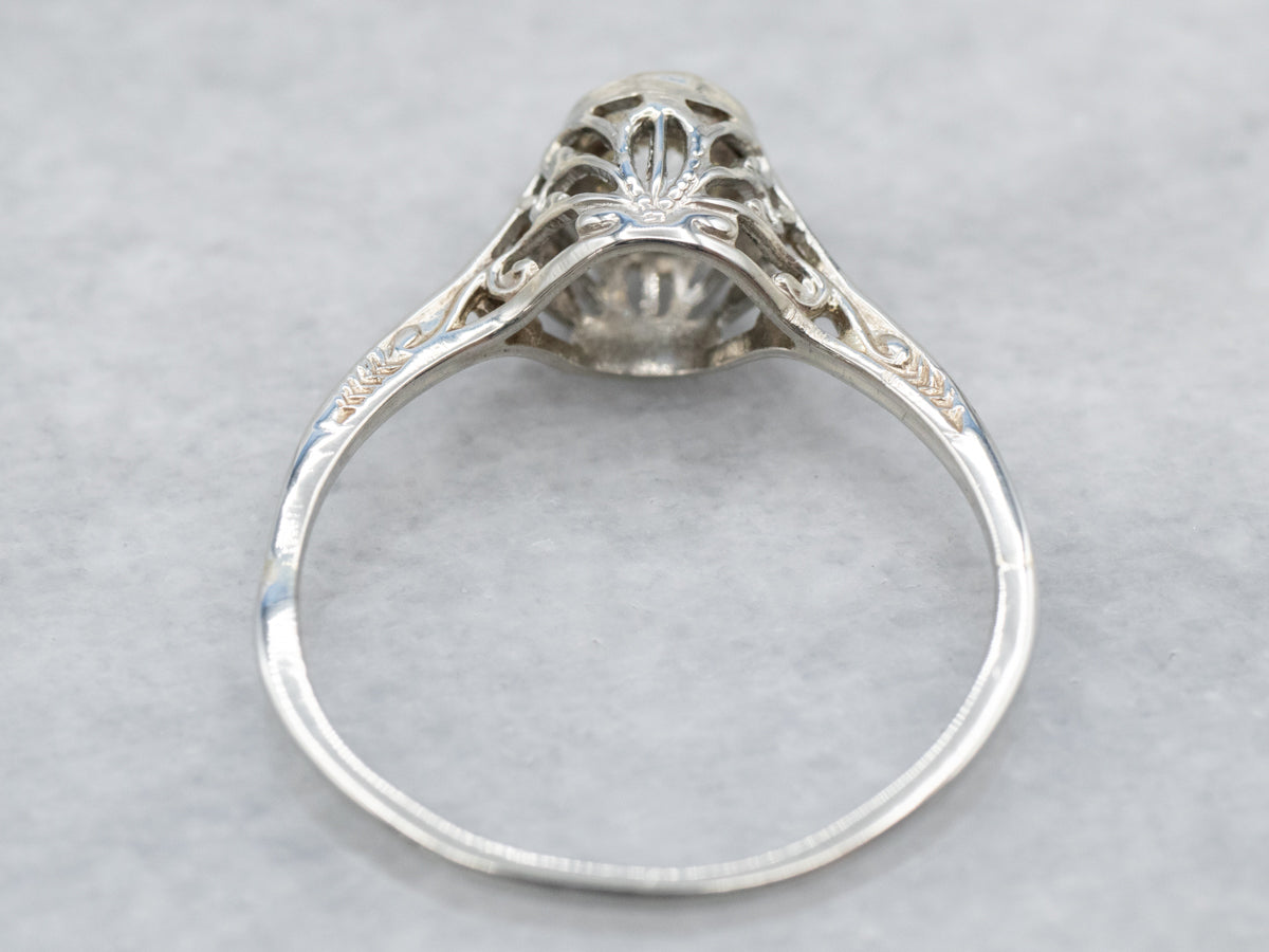 Art Deco European Cut Diamond Engagement Ring