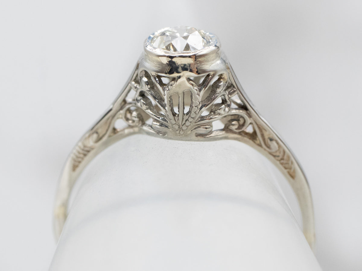 Art Deco European Cut Diamond Engagement Ring
