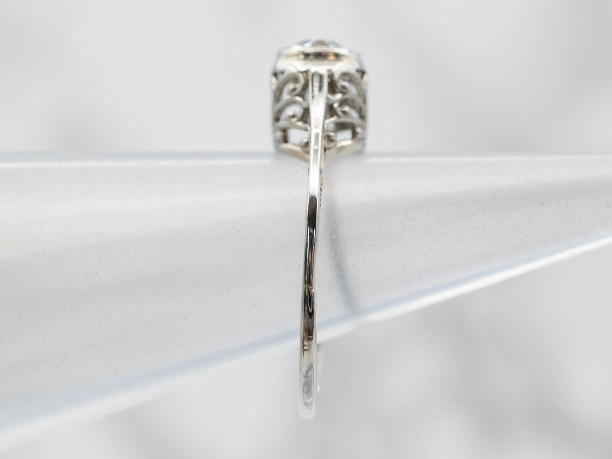 Art Deco European Cut Diamond Engagement Ring