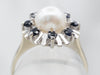 White Pearl Sapphire Halo Ring