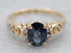 Gold Filigree Sapphire and Diamond Ring