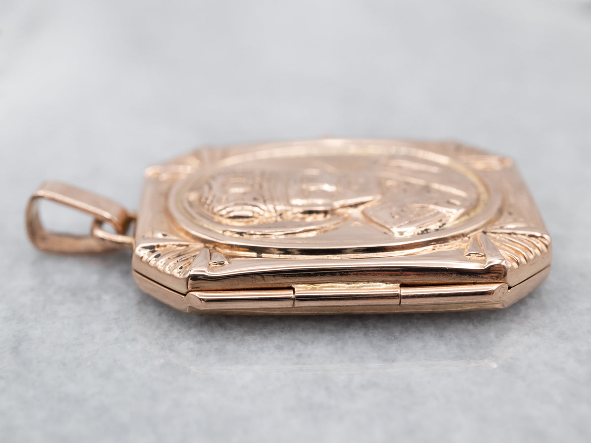 Antique Rose Gold Saint Nicholas Locket