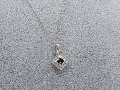 Sapphire and Diamond Halo Necklace