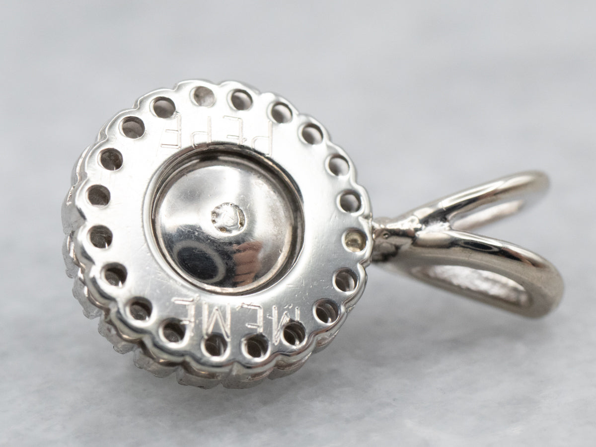 White Gold Pearl and Diamond Halo Pendant